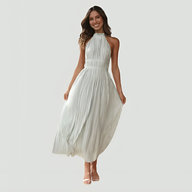 Off-Shoulder Backless Halter Dress