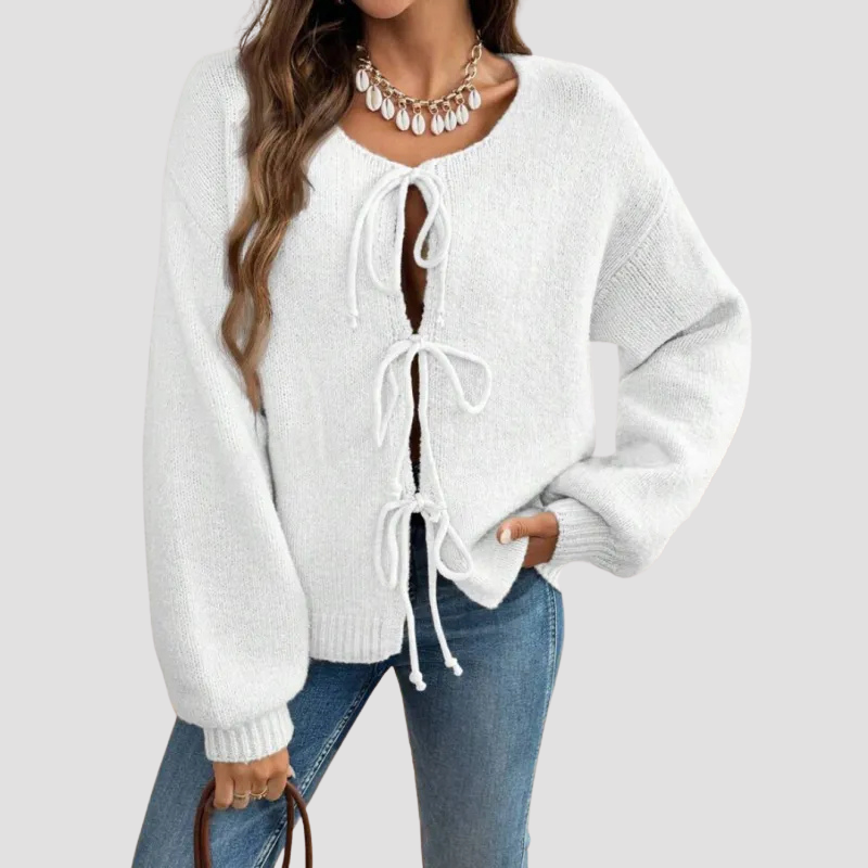 Women's Loose Lace-up Cardigan Sweater