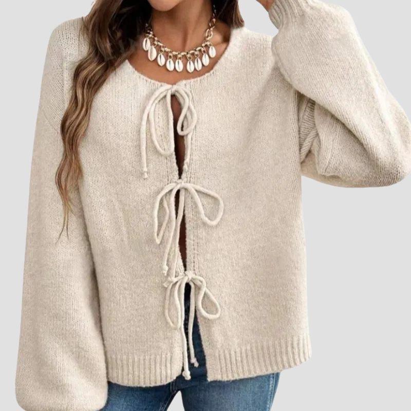 Women's Loose Lace-up Cardigan Sweater