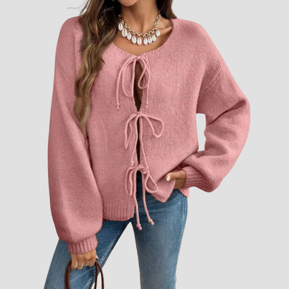 Women's Loose Lace-up Cardigan Sweater