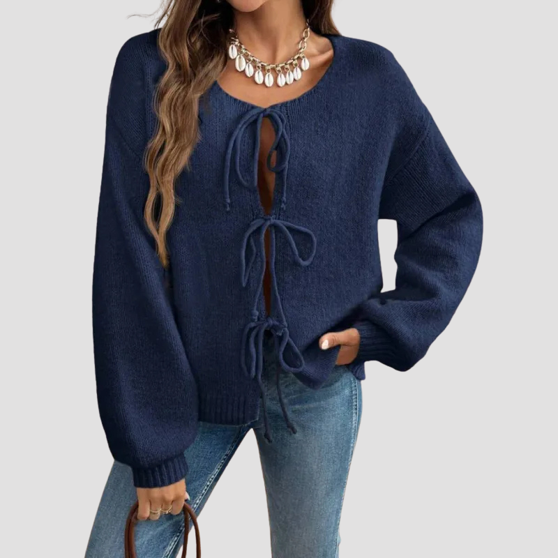 Women's Loose Lace-up Cardigan Sweater