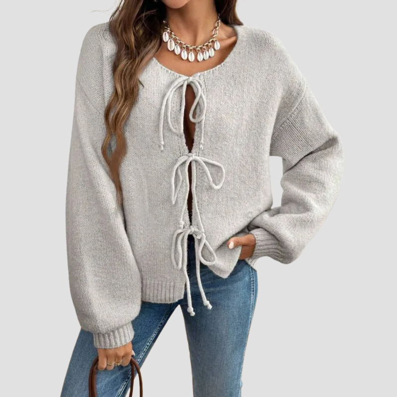 Women's Loose Lace-up Cardigan Sweater